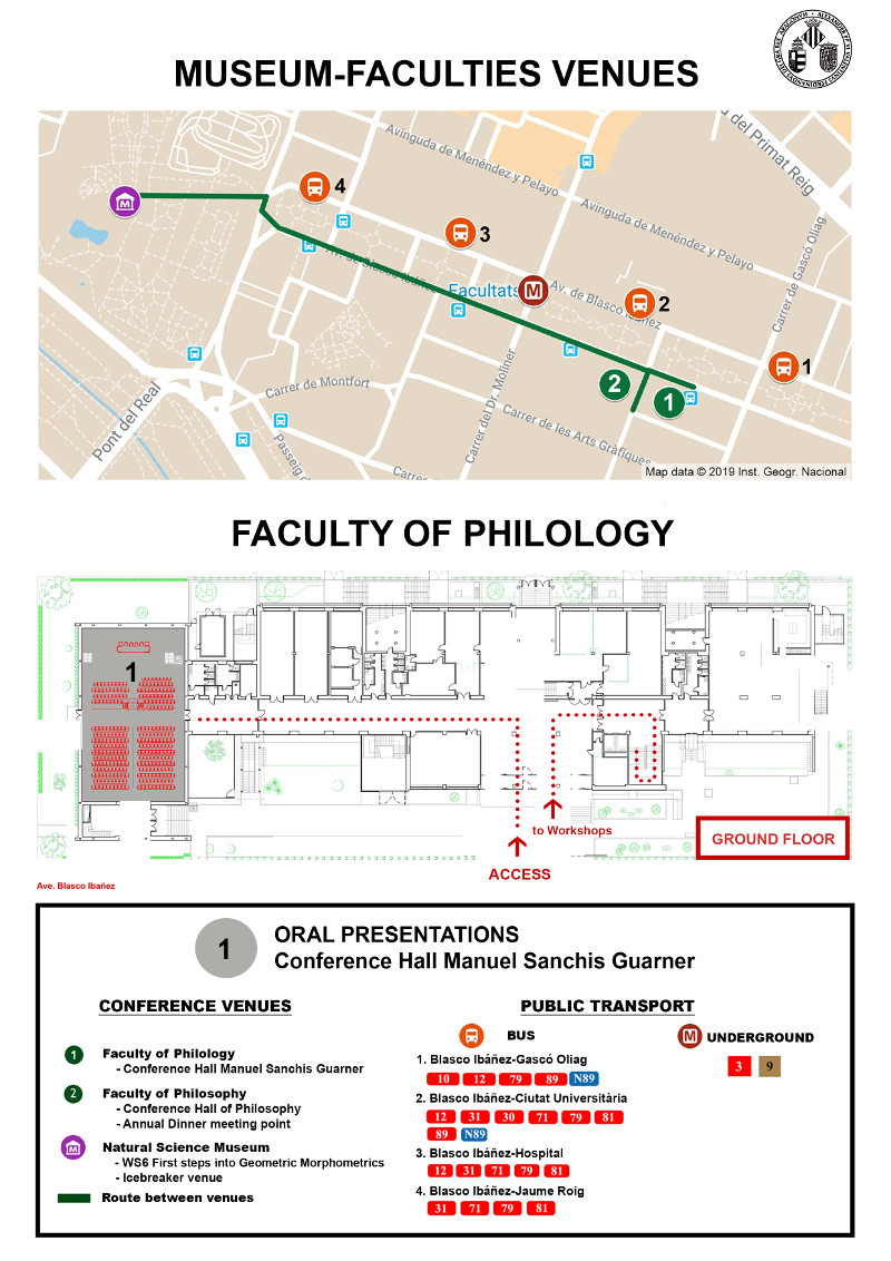 Map of showing Museum and The Faculty of Philology building and location