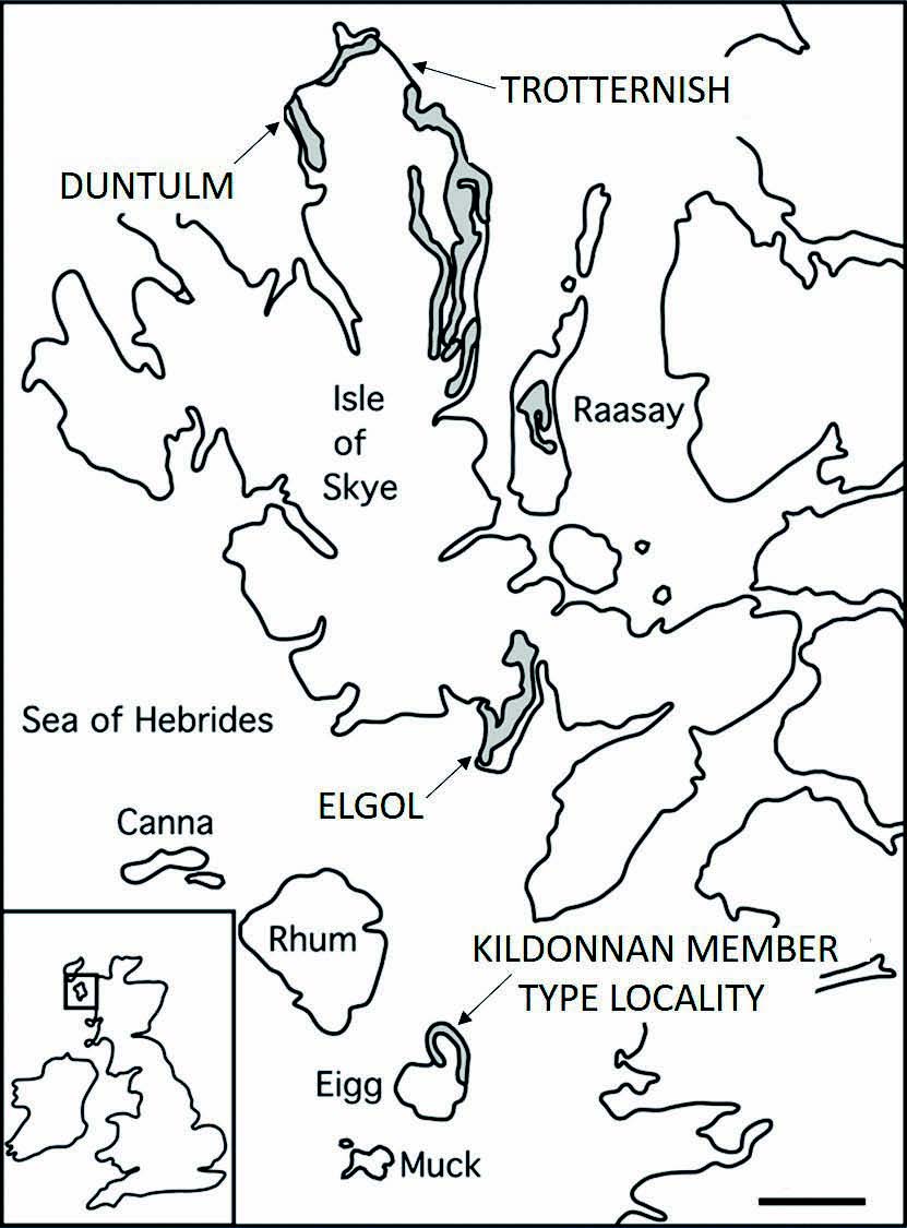 Map showing the Great Estuarine Group outcrops