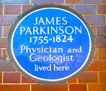 Blue plaque commemorates the home of James Parkinson