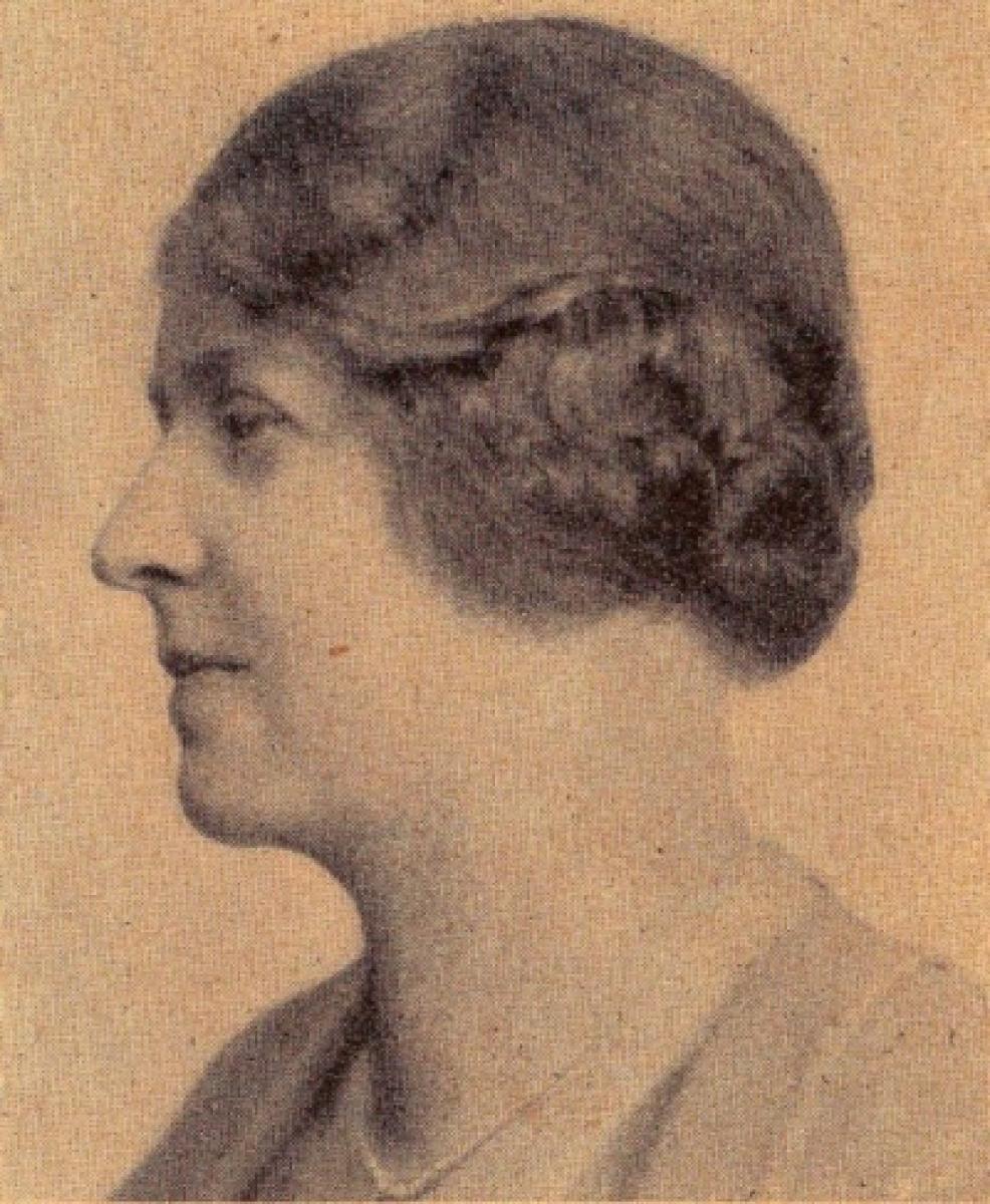 A sepia portrait of Dorothea Bate